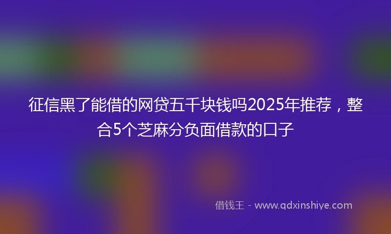 征信黑了能借的网贷五千块钱吗2025年推荐，整合5个芝麻分负面借款的口子