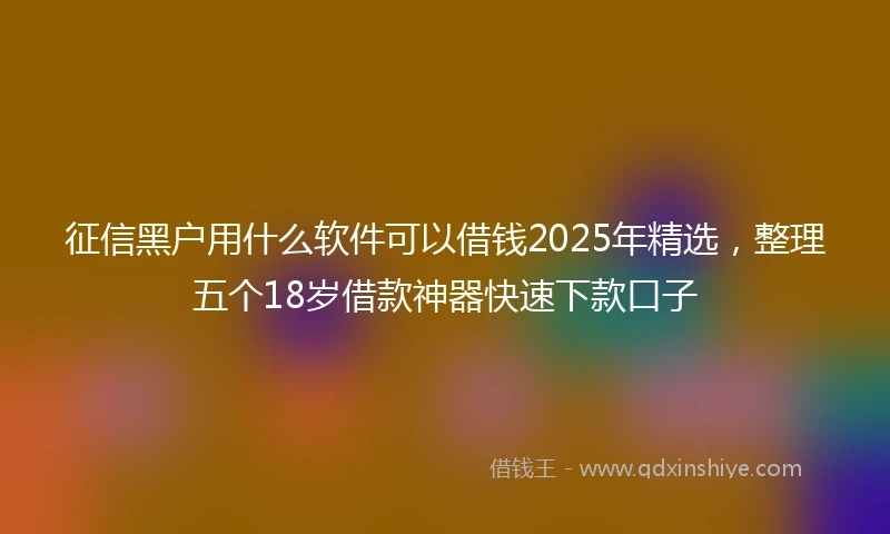 征信黑户用什么软件可以借钱2025年精选，整理五个18岁借款神器快速下款口子