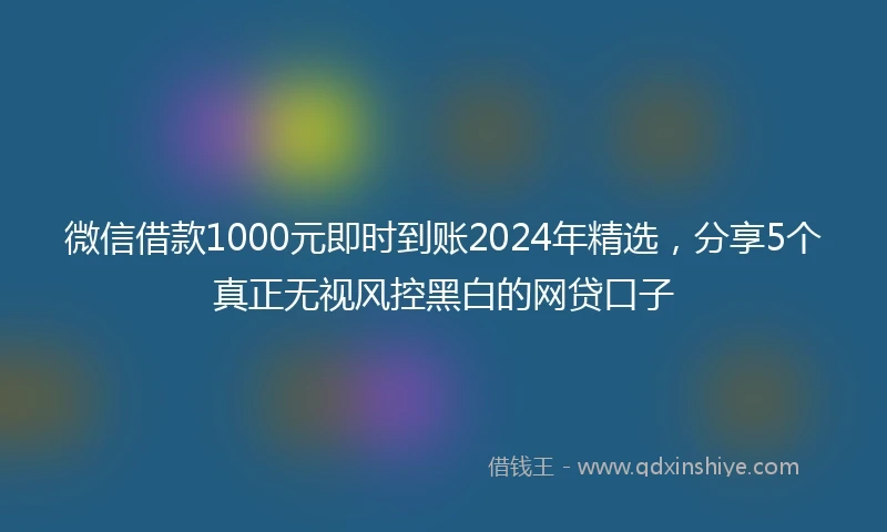 微信借款1000元即时到账2024年精选，分享5个真正无视风控黑白的网贷口子