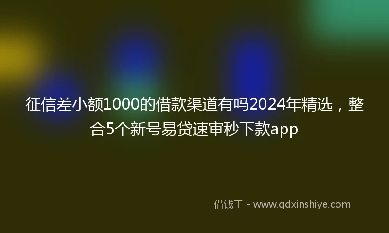 征信差小额1000的借款渠道有吗2024年精选，整合5个新号易贷速审秒下款app