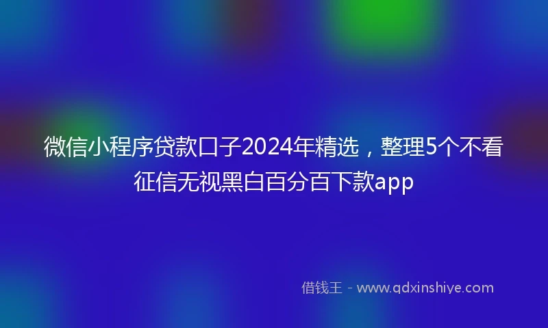 微信小程序贷款口子2024年精选，整理5个不看征信无视黑白百分百下款app