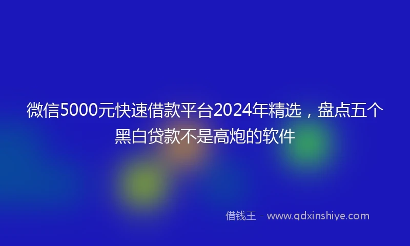 微信5000元快速借款平台2024年精选，盘点五个黑白贷款不是高炮的软件