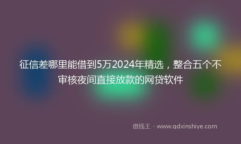 征信差哪里能借到5万2024年精选，整合五个不审核夜间直接放款的网贷软件