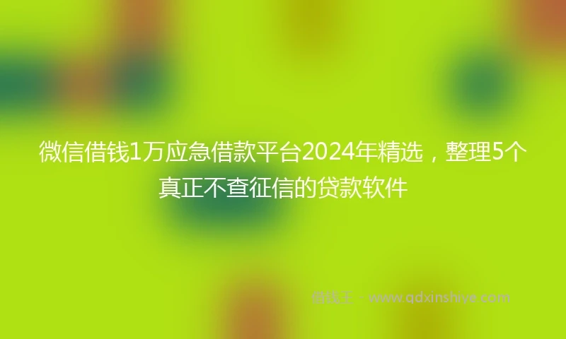 微信借钱1万应急借款平台2024年精选，整理5个真正不查征信的贷款软件