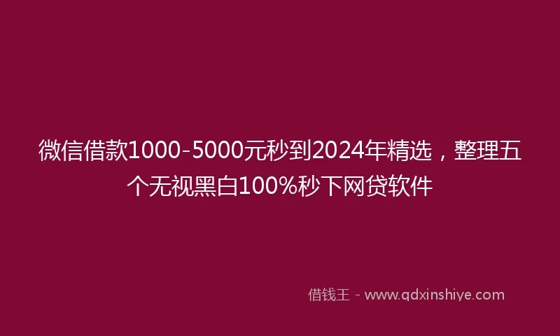 微信借款1000-5000元秒到2024年精选，整理五个无视黑白100%秒下网贷软件