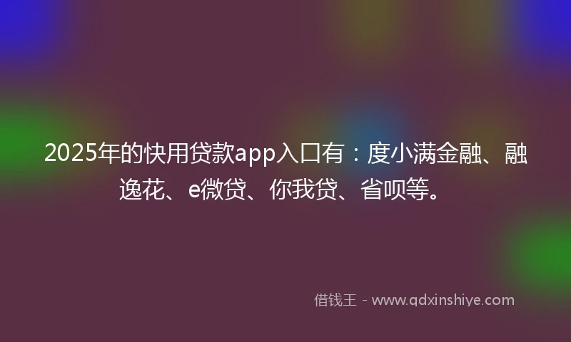 2025年的快用贷款app入口有：度小满金融、融逸花、e微贷、你我贷、省呗等。