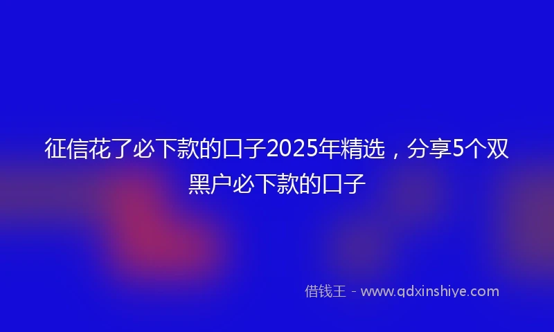 征信花了必下款的口子2025年精选，分享5个双黑户必下款的口子