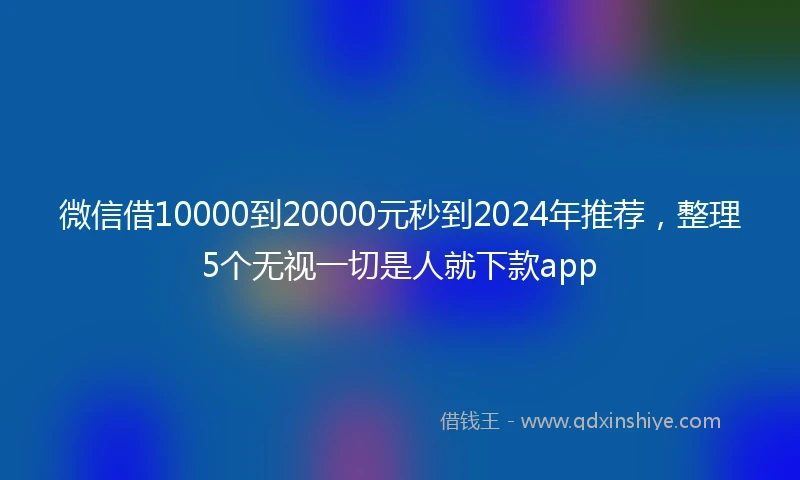 微信借10000到20000元秒到2024年推荐，整理5个无视一切是人就下款app