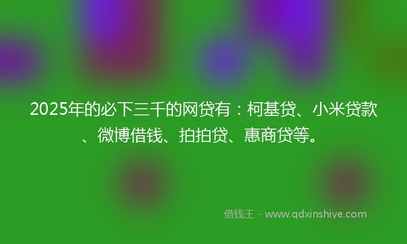 2025年的必下三千的网贷有：柯基贷、小米贷款、微博借钱、拍拍贷、惠商贷等。