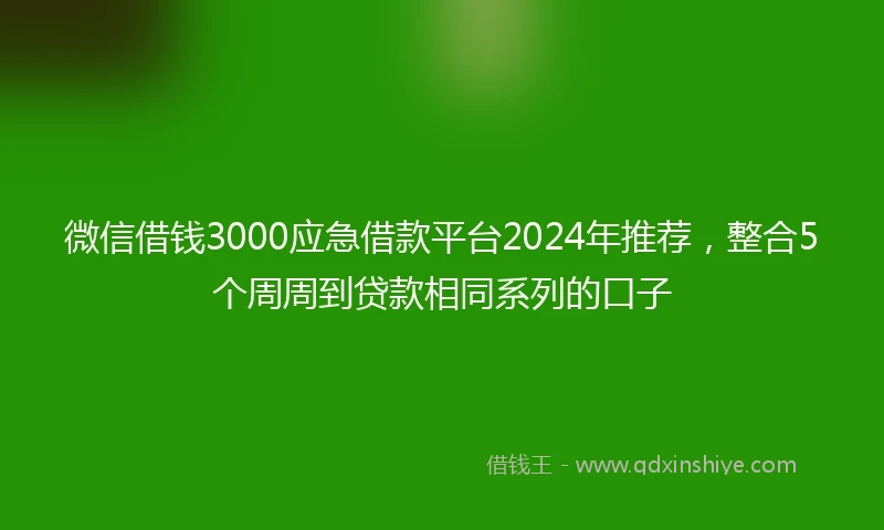 微信借钱3000应急借款平台2024年推荐，整合5个周周到贷款相同系列的口子