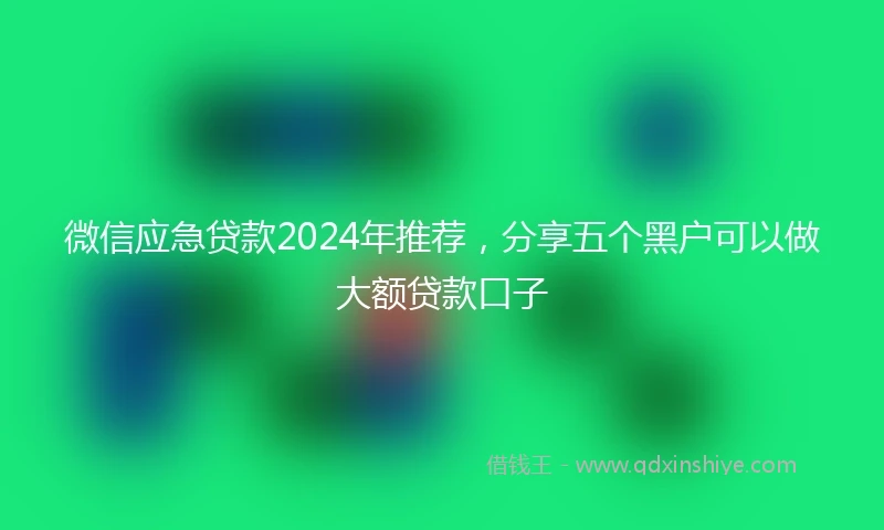 微信应急贷款2024年推荐，分享五个黑户可以做大额贷款口子