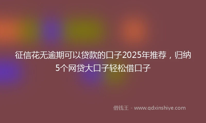 征信花无逾期可以贷款的口子2025年推荐,归纳5个网贷大口子轻松借口子