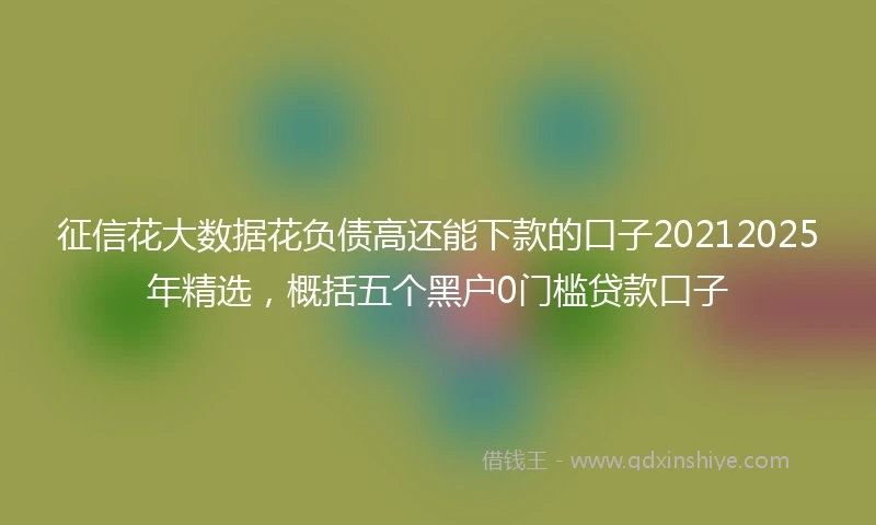 征信花大数据花负债高还能下款的口子20212025年精选，概括五个黑户0门槛贷款口子
