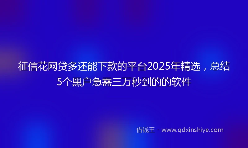 征信花网贷多还能下款的平台2025年精选，总结5个黑户急需三万秒到的的软件