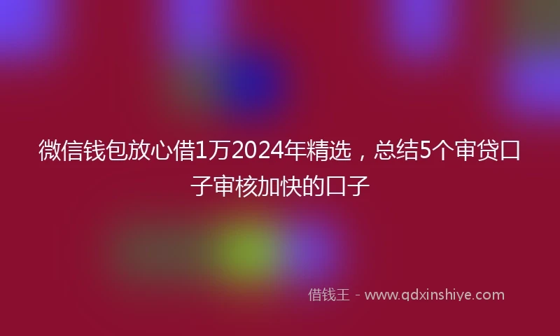 微信钱包放心借1万2024年精选，总结5个审贷口子审核加快的口子