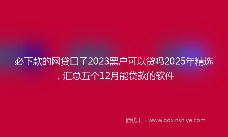 必下款的网贷口子2023黑户可以贷吗2025年精选，汇总五个12月能贷款的软件
