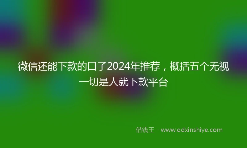 微信还能下款的口子2024年推荐,概括五个无视一切是人就下款平台