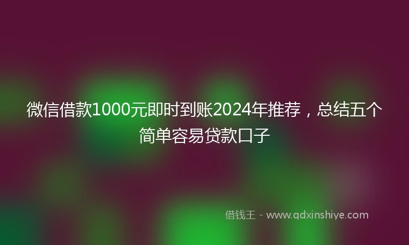 微信借款1000元即时到账2024年推荐，总结五个简单容易贷款口子