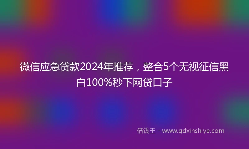 微信应急贷款2024年推荐，整合5个无视征信黑白100%秒下网贷口子