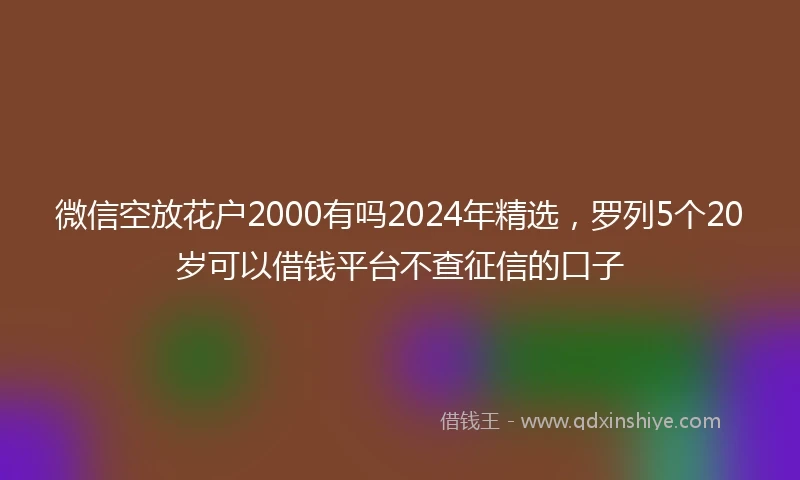 微信空放花户2000有吗2024年精选，罗列5个20岁可以借钱平台不查征信的口子