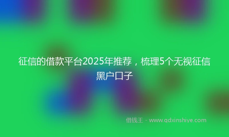征信的借款平台2025年推荐，梳理5个无视征信黑户口子