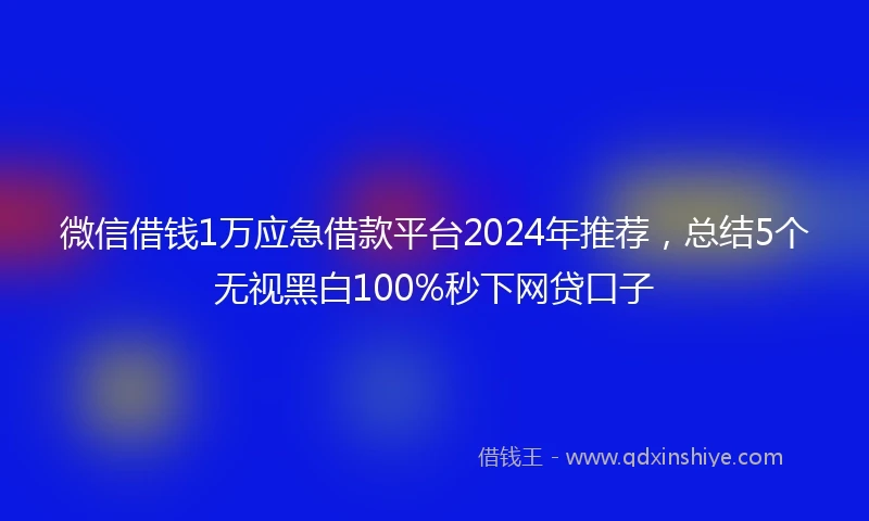 微信借钱1万应急借款平台2024年推荐，总结5个无视黑白100%秒下网贷口子