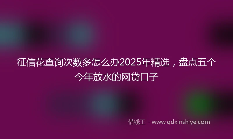 征信花查询次数多怎么办2025年精选，盘点五个今年放水的网贷口子