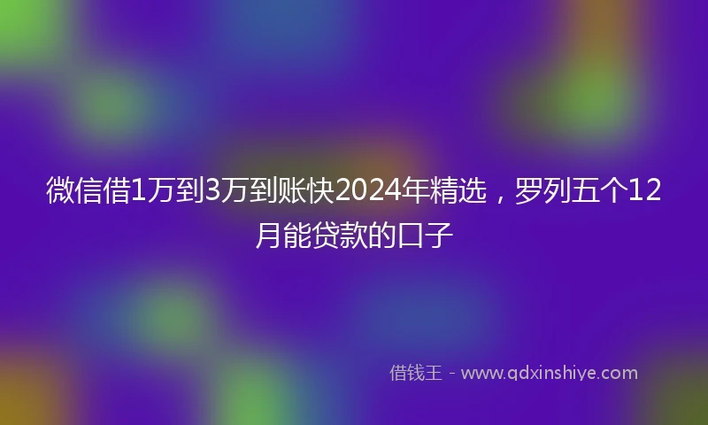微信借1万到3万到账快2024年精选，罗列五个12月能贷款的口子