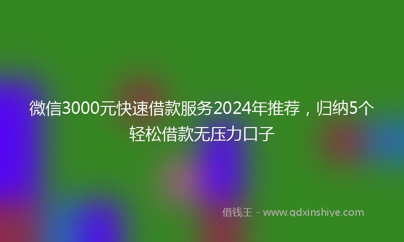 微信3000元快速借款服务2024年推荐，归纳5个轻松借款无压力口子
