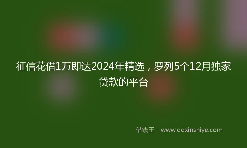 征信花借1万即达2024年精选，罗列5个12月独家贷款的平台