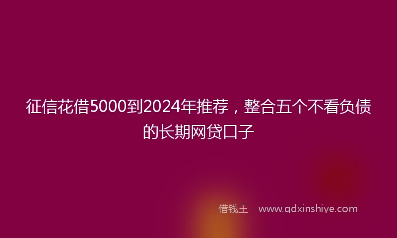 征信花借5000到2024年推荐，整合五个不看负债的长期网贷口子