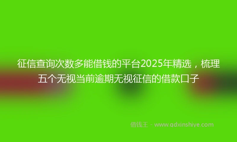 征信查询次数多能借钱的平台2025年精选，梳理五个无视当前逾期无视征信的借款口子
