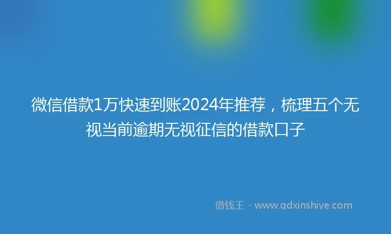 微信借款1万快速到账2024年推荐，梳理五个无视当前逾期无视征信的借款口子