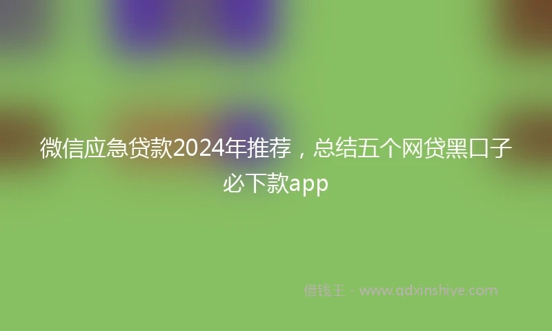 微信应急贷款2024年推荐，总结五个网贷黑口子必下款app