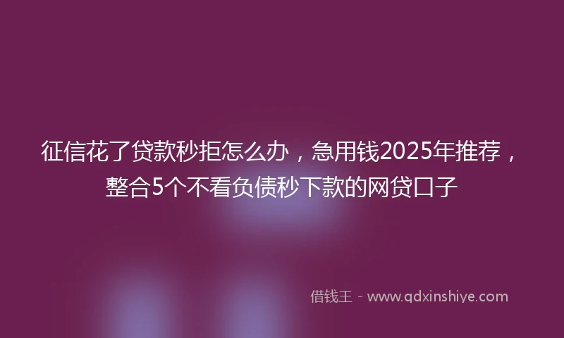 征信花了贷款秒拒怎么办，急用钱2025年推荐，整合5个不看负债秒下款的网贷口子