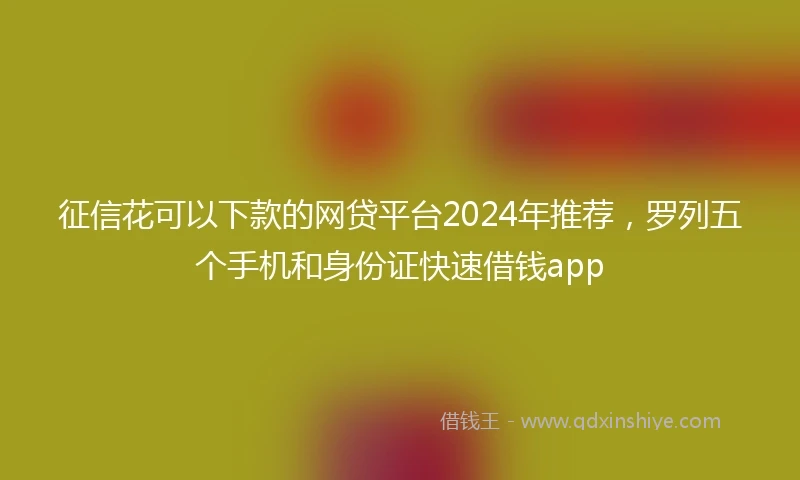 征信花可以下款的网贷平台2024年推荐，罗列五个手机和身份证快速借钱app
