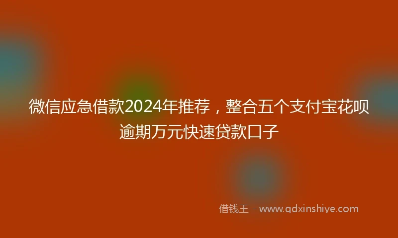 微信应急借款2024年推荐，整合五个支付宝花呗逾期万元快速贷款口子