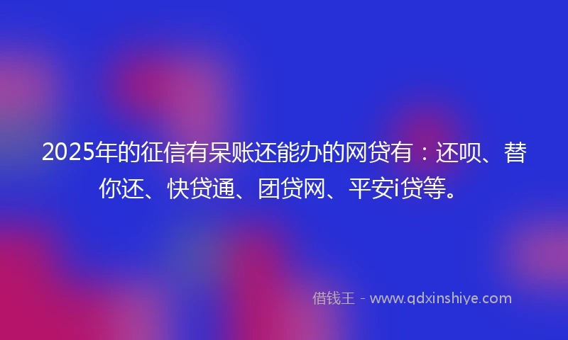 2025年的征信有呆账还能办的网贷有：还呗、替你还、快贷通、团贷网、平安i贷等。