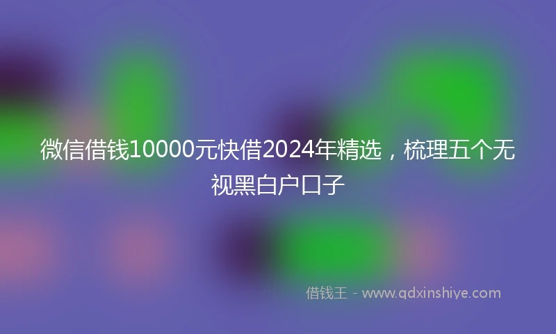 微信借钱10000元快借2024年精选，梳理五个无视黑白户口子