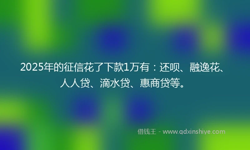 2025年的征信花了下款1万有：还呗、融逸花、人人贷、滴水贷、惠商贷等。