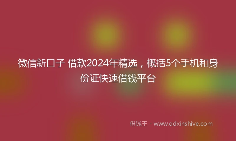 微信新口子 借款2024年精选，概括5个手机和身份证快速借钱平台