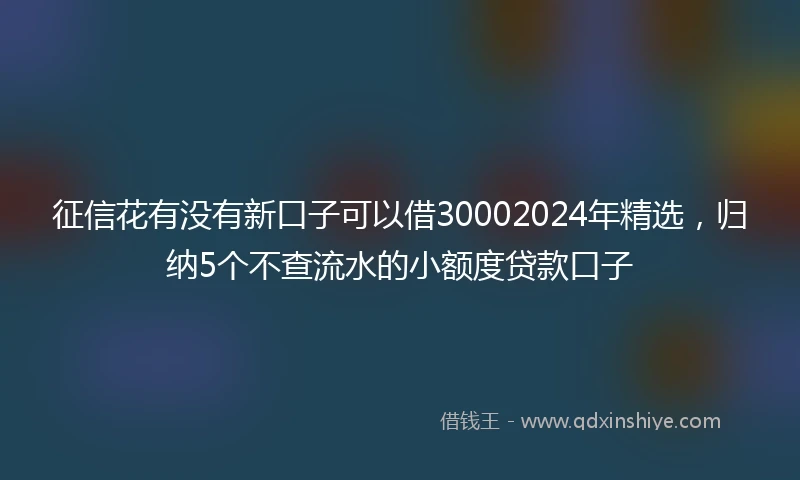 征信花有没有新口子可以借30002024年精选，归纳5个不查流水的小额度贷款口子