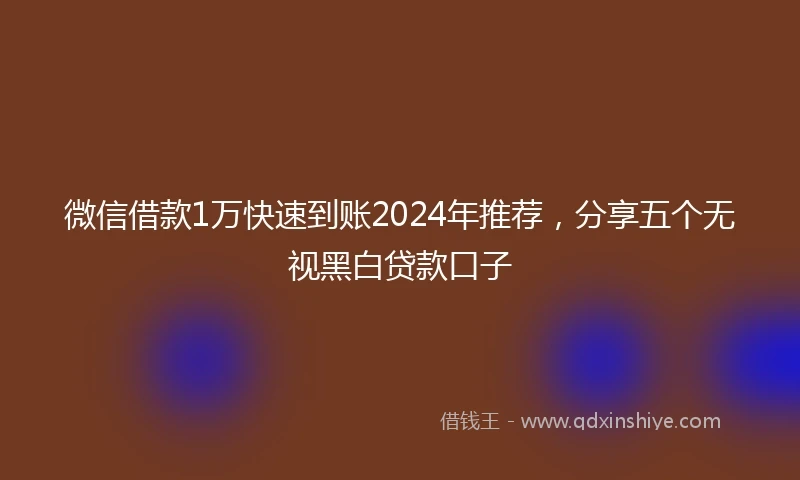 微信借款1万快速到账2024年推荐，分享五个无视黑白贷款口子