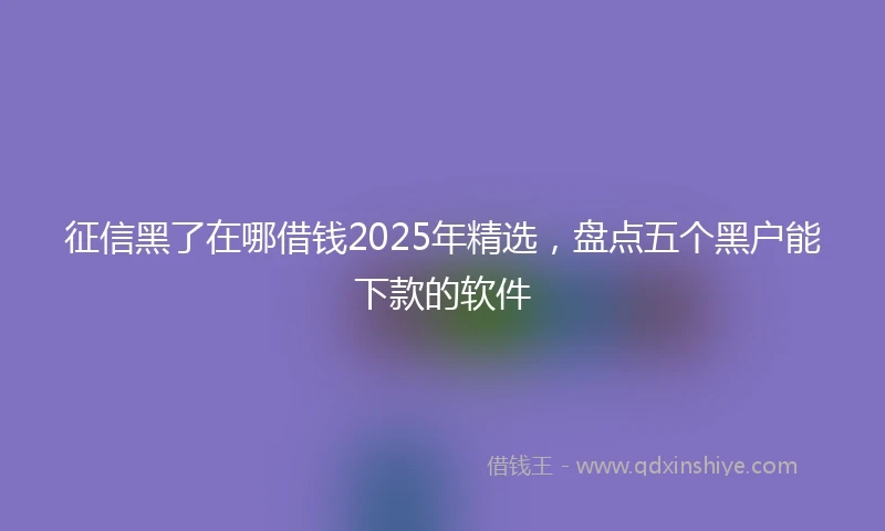 征信黑了在哪借钱2025年精选，盘点五个黑户能下款的软件