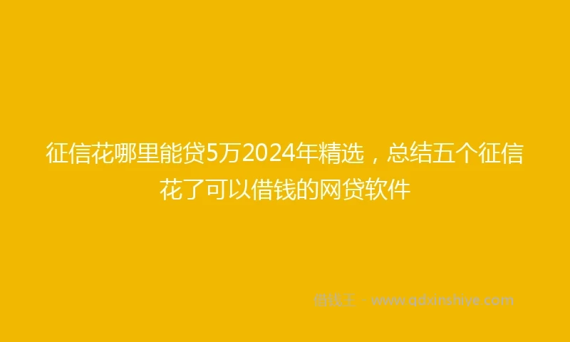 征信花哪里能贷5万2024年精选，总结五个征信花了可以借钱的网贷软件