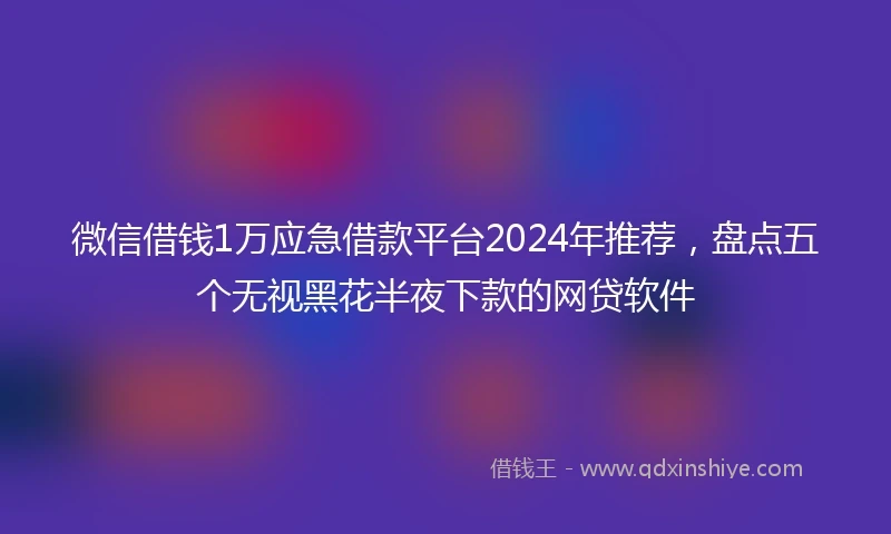 微信借钱1万应急借款平台2024年推荐，盘点五个无视黑花半夜下款的网贷软件