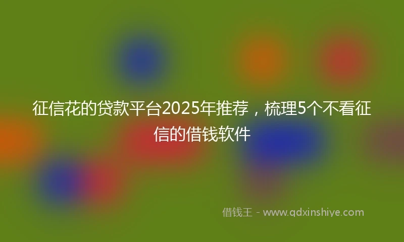 征信花的贷款平台2025年推荐，梳理5个不看征信的借钱软件