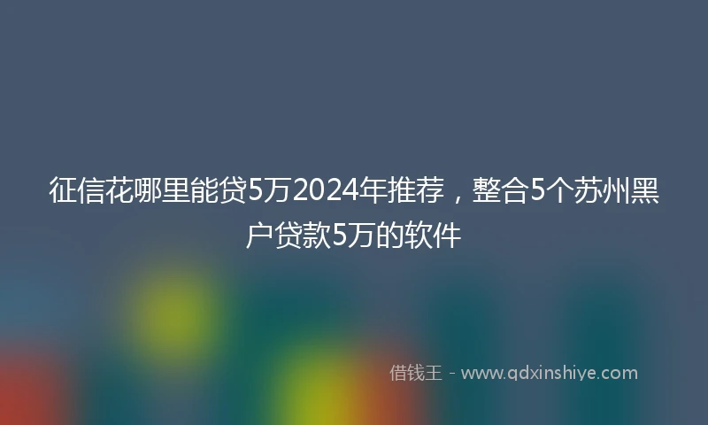 征信花哪里能贷5万2024年推荐，整合5个苏州黑户贷款5万的软件