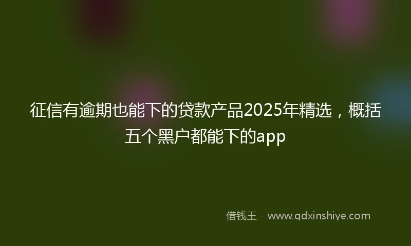 征信有逾期也能下的贷款产品2025年精选，概括五个黑户都能下的app