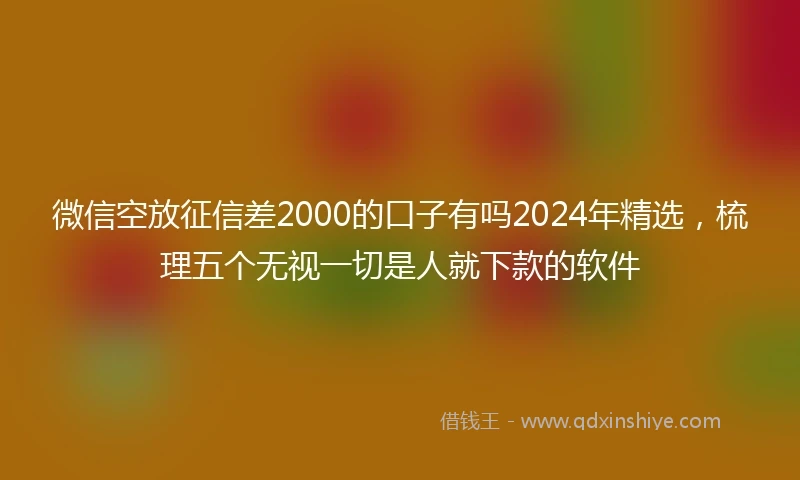 微信空放征信差2000的口子有吗2024年精选，梳理五个无视一切是人就下款的软件